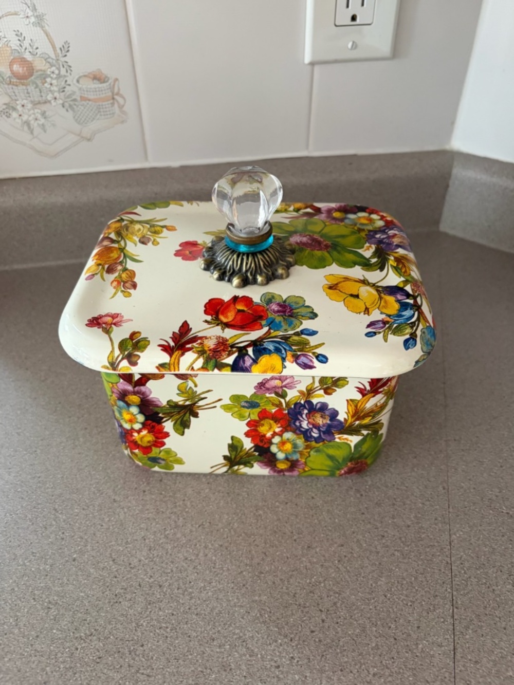 MacKenzie-Childs White Flower Market Recipe Box Kitchen Decor Organization